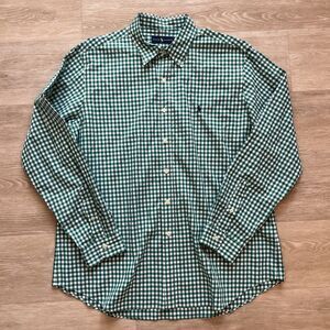 Ralph Lauren Men's Green Gingham Dress Shirt-Size XL